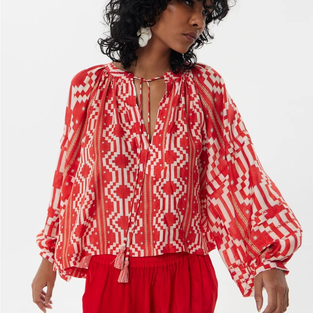 Ayacucho Francis Blouse- ethnic red